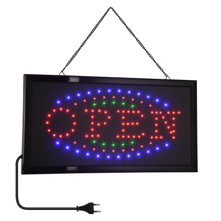 Φωτιστικό LED Σήμανσης OPEN - με Πρίζα 230V - Μ48xΠ25xΥ2cm