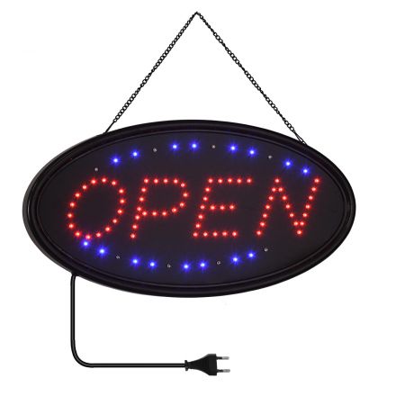 Φωτιστικό LED Σήμανσης OPEN με Πρίζα AC 230V - Μ47.5xΠ24.5xΥ2.5cm