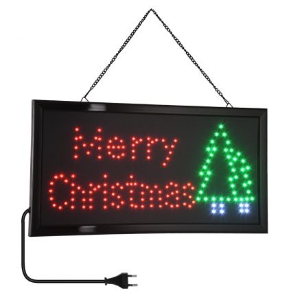 Φωτιστικό LED Σήμανσης MERRY CHRISTMAS WITH TREE με Πρίζα AC 230V - Μ48xΠ25xΥ2cm