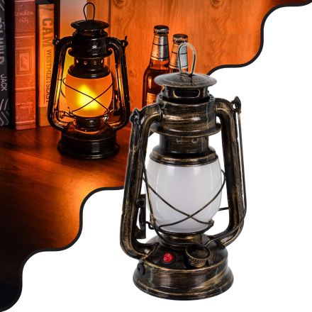 Retro Μπρούτζινο Φαναράκι Flame Effect 10W 500lm Επαναφορτιζόμενο με Διακόπτη On/Off & Καλώδιο Πρίζα Σούκο - Μπαταρίες 4000Mah (Περιλαμβάνονται) - 1800K