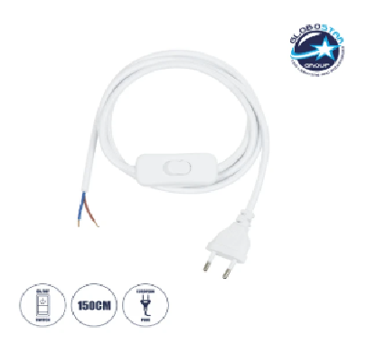 WHIP Μοντέρνο DIY Υφασμάτινο Καλώδιο με Διακόπτη On/Off Λευκό
