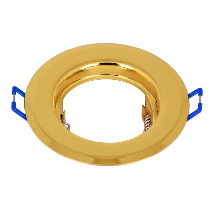 Χωνευτή Στρογγυλή Βάση για LED Spot GU10 - MR16 - GU5.3 Χρυσή Σταθερή Φ83mm