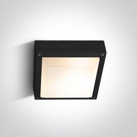 One Light Τετράγωνο Φωτιστικό Οροφής Plafo LED 2xE27 Die Cast Μαύρο IP54