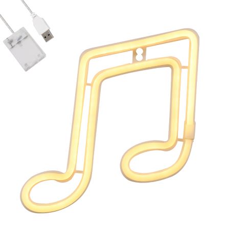 Φωτεινή Επιγραφή NEON LED 5W MUSIC NOTE - με Καλώδιο Τροφοδοσίας USB - Μπαταρίας 3xAAA (Δεν Περιλαμβάνονται) - 2700K