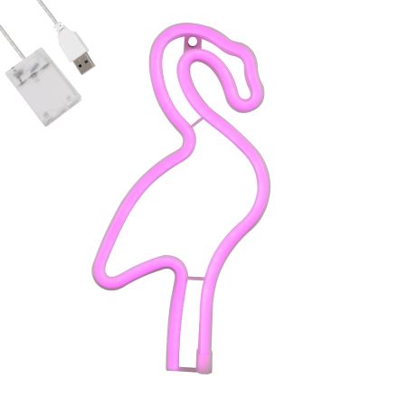 Φωτεινή Επιγραφή NEON LED 5W  ''FLAMINGO'' - Καλώδιο Τροφοδοσίας USB - Μπαταρίας 3xAAA (Δεν Περιλαμβάνονται) - Ροζ