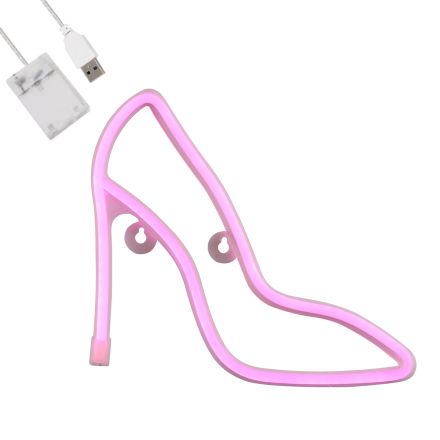 Φωτεινή Επιγραφή NEON LED 5W ''WOMEN SHOES'' -Καλώδιο Τροφοδοσίας USB - Μπαταρίας 3xAAA (Δεν Περιλαμβάνονται) - Ροζ