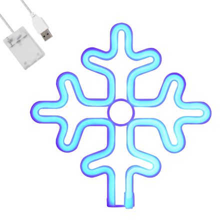 Φωτεινή Επιγραφή NEON LED 5W ''SNOWFLAKE'' με Καλώδιο Τροφοδοσίας USB - Μπαταρίας 3xAAA (Δεν Περιλαμβάνονται) - Γαλάζιο
