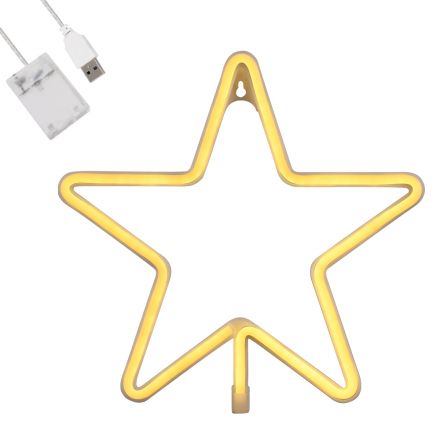 Φωτεινή Επιγραφή NEON LED 5W '' STAR '' με Καλώδιο Τροφοδοσίας USB - Μπαταρίας 3xAAA (Δεν Περιλαμβάνονται) - 2700K