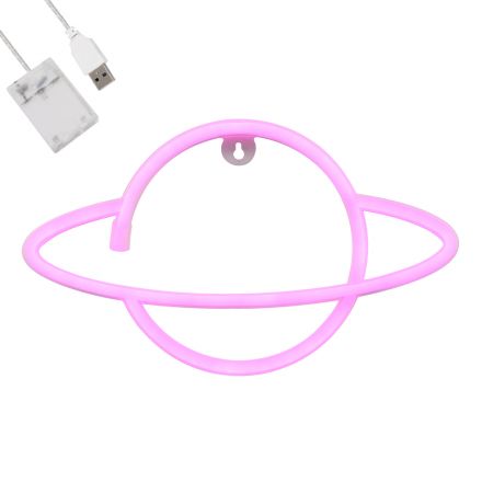 Φωτεινή Επιγραφή NEON LED 5W ''PLANET SATURN'' με Καλώδιο Τροφοδοσίας USB - Μπαταρίας 3xAAA (Δεν Περιλαμβάνονται) - Ροζ