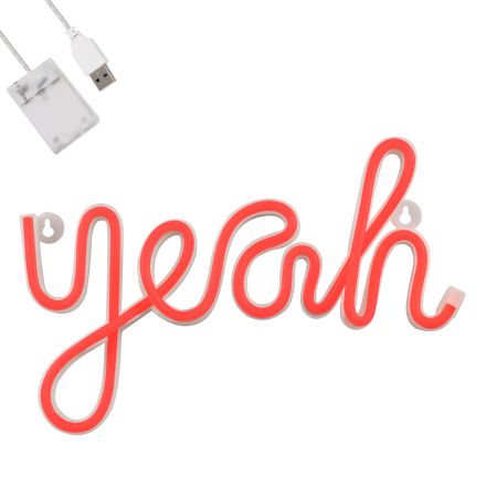 Φωτεινή Επιγραφή NEON LED 5W ''YEAH'' με Καλώδιο Τροφοδοσίας USB - Μπαταρίας 3xAAA (Δεν Περιλαμβάνονται) - Κόκκινο