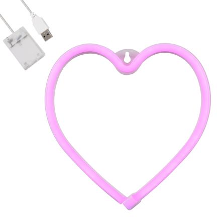 Φωτεινή Επιγραφή NEON LED 5W ''HEART'' με Καλώδιο Τροφοδοσίας USB - Μπαταρίας 3xAAA (Δεν Περιλαμβάνονται) - Ροζ