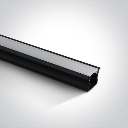 One Light Χωνευτό Προφίλ Αλουμινίου Μαύρο Με PC Οπάλ Κάλυμμα 2m 7904R