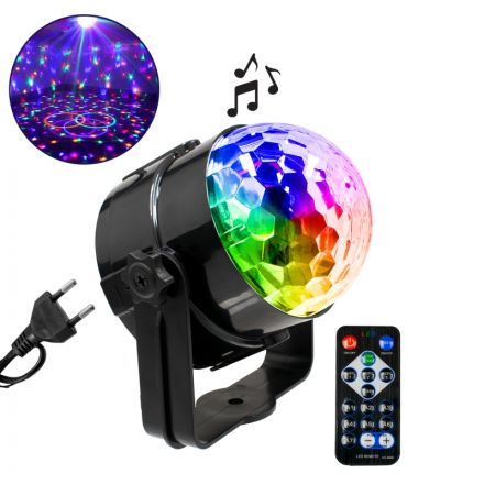 LED Party Disco Μπάλα με Περιστρεφόμενα Φωτορυθμικά Εφέ - RGB - 15W - Sound Control Activated Εφέ 