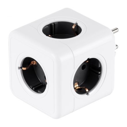 TRAVEL PowerCube PRO με 5 Πρίζες Ασφαλείας Childproof EU Schuko - Max Load 3680W/16A - Λευκό με Γκρι 