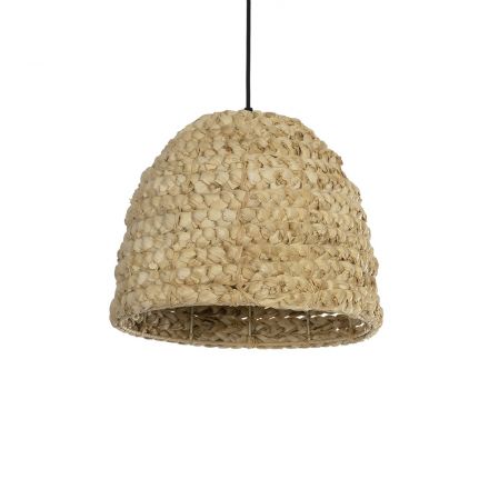 MEKA 204-0163 Boho Κρεμαστό Φωτιστικό Καμπάνα Μονόφωτο 1 x E27 IP20 Μπεζ Rattan - Μ30 x Π30 x Υ25cm