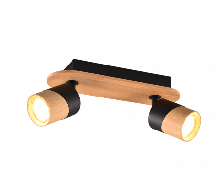 Trio Lighting Διπλό Σποτ ARUNI LED 2xGU10 Ξύλο Μαύρο