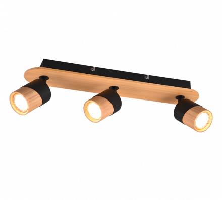 Trio Lighting Τριπλό Σποτ ARUNI LED 3xGU10 Ξύλο Μαύρο