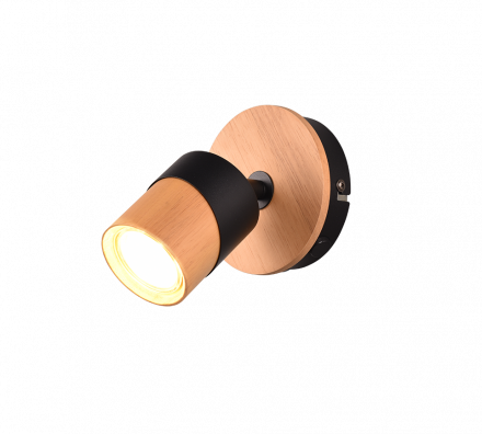 Trio Lighting Μονό Σποτ ARUNI LED 1xGU10 Ξύλο Μαύρο