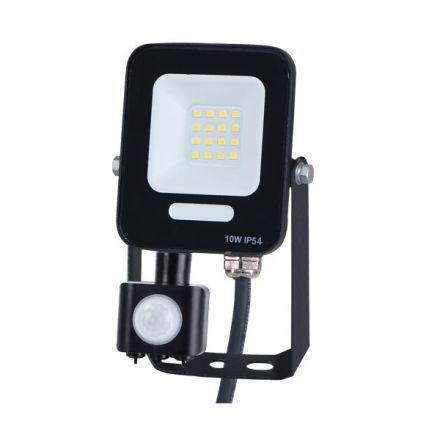Προβολέας LED 10W SMD Με Περιστρεφόμενο Ανιχνευτή Κίνησης Μαύρος IP54 3000K PLUS