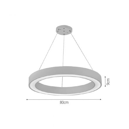 InLight Κρεμαστό Φωτιστικό LED 88W 3CCT (by switch on base) σε Λευκή Απόχρωση D:80cm (6073-80-WH)