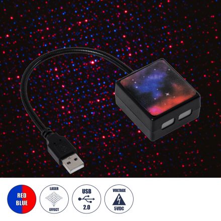 Διακοσμητικό Φωτιστικό Εφέ PARTY Disco LASER DC 5V με USB Μπλέ Κόκκινο 