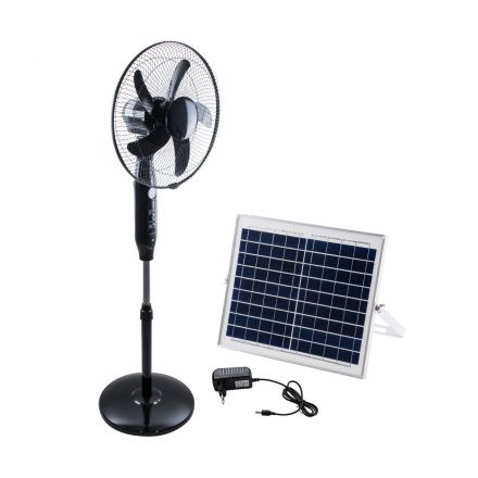 GloboStar® SOLARE-FAN 85358 Solar Fan Αυτόνομος Ηλιακός Επιδαπέδιος Ανεμιστήρας 25W 2 Λειτουργιών Ρεύματος με AC 220-240V ή με Φωτοβολταϊκό Panel 9V 15W & Επαναφορτιζόμενη Μπαταρία 7.4V 6000mAh 12 Ταχύτητες Ασύρματο Χειριστήριο Ενσωματωμένο USB 2.0