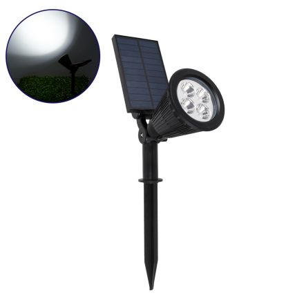 GloboStar® 85710 Μαύρο Προβολάκι Σποτ Κήπου Πλαστικό Καρφωτό LED HIGH POWER 8W 800lm με Ενσωματωμένη Μπαταρία 2200mAh - Φωτοβολταϊκό Πάνελ με Αισθητήρα Ημέρας-Νύχτας Αδιάβροχo IP67 Ψυχρό Λευκό 6000K