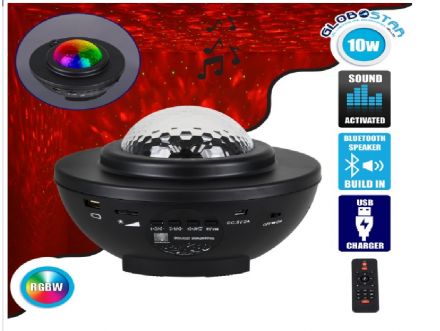 Επιτραπέζιο Φωτιστικό Ειδικών Εφε NIGHT GALAXY WORLD 3D LED 10W DC 5V 2200mAh Επαναφορτιζόμενο με Bluetooth Speaker - Sound Activated - RGBW - Dimmable - Μαύρο
