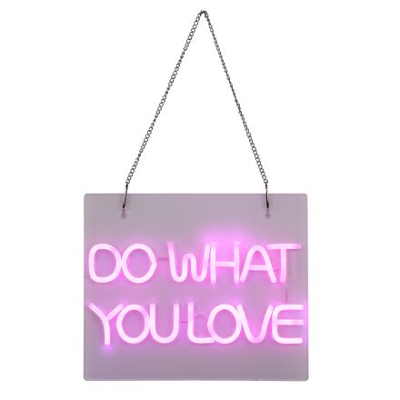 Φωτεινή Επιγραφή NEON LED 30W ''DO WHAT YOU LOVE'' - με Διακόπτη On/Off Ροζ