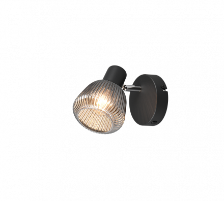 Trio Lighting Μονό Spot 1xE14 TARIFA Μαύρο Ματ-Chrome Μέταλλο-Γυαλί