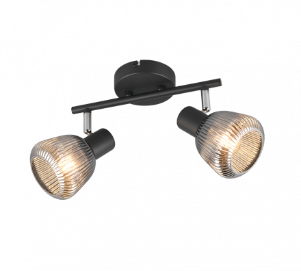 Trio Lighting Διπλό Spot 2xE14 TARIFA Μαύρο Ματ-Chrome Μέταλλο-Γυαλί