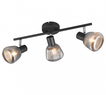 Trio Lighting Τριπλό Spot 3xE14 TARIFA Μαύρο Ματ-Chrome Μέταλλο-Γυαλί