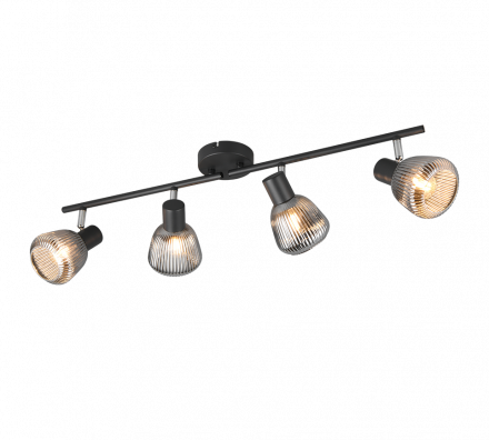 Trio Lighting Τετραπλό Spot 4xE14 TARIFA Μαύρο Ματ-Chrome Μέταλλο-Γυαλί