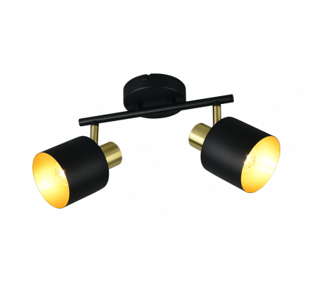 Trio Lighting Διπλό Spot 2xE14 EVA Μαύρο-Χρυσό Μέταλλο