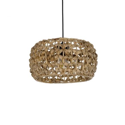 DARIO 204-0159 Boho Κρεμαστό Φωτιστικό Kαπέλο Μονόφωτο 1 x E27 IP20 Καφέ Rattan - Μ29 x Π29 x Υ16cm