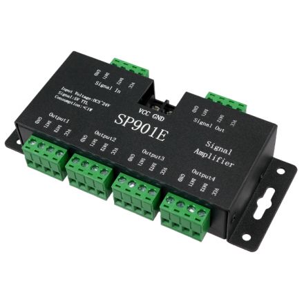 LED Digital RGB Ενισχυτής Σήματος SP901E LED Pixel WS2812B WS2811 SPI Signal Amplifier Repeater 10000 IC Professional Series 5v - 12v - 24v 