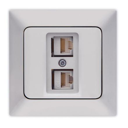 Πρίζα Data Διπλή CAT 6 RJ 45 Νίκελ Ματ NEAD