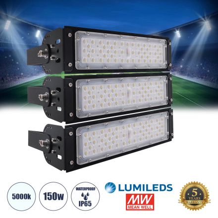 GOLIATH LED Προβολέας Γηπέδου - Φωτιστικό Tunnel 150W 24000LM 75°*135° - IP65 - 5000K - MeanWell Driver & LumiLEDs Chip