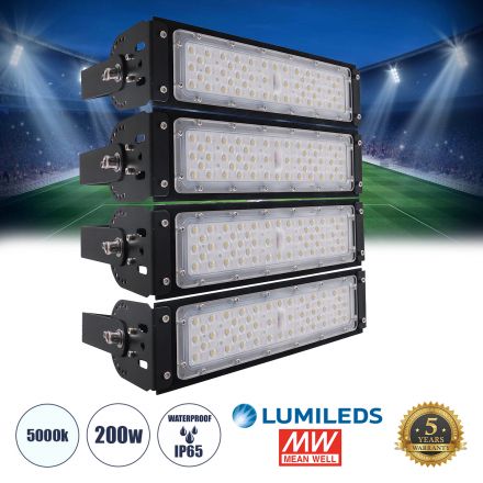 GOLIATH LED Προβολέας Γηπέδου - Φωτιστικό Tunnel 200W 32000LM 75°*135° IP65 - 5000K - MeanWell Driver & LumiLEDs Chip 