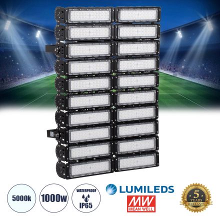 GOLIATH LED Προβολέας Γηπέδου - Φωτιστικό Tunnel 1000W 150000LM 75°*135° IP65 - 5000K - MeanWell Driver & LumiLEDs Chip