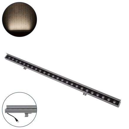 WASHER-FAIA Wall Washer με Αντιθαμβωτική Γρίλια LED 24W 2280lm 15° DC 24V - IP65 L100 x W4 x H5.5cm - 4500K - Ασημί  