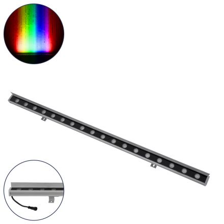 WASHER-FAIA Wall Washer με Αντιθαμβωτική Γρίλια LED 24W 2040lm 15° DC 24V - IP65 L100 x W4 x H5.5cm RGBW DMX512 - Ασημί 