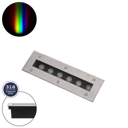 UNDERGROUND-REMVI Χωνευτό Wall Washer Δαπέδου LED 9W 765lm 10° DC 24V - IP68 - RGBW DMX512 - Ανοξείδωτο Ατσάλι 