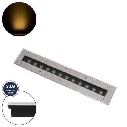 UNDERGROUND-REMVI Χωνευτό Wall Washer Δαπέδου LED 12W 1080lm 10° DC 24V - IP68 - 2700K - Ανοξείδωτο Ατσάλι 
