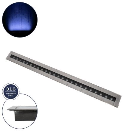 UNDERGROUND-REMVI Χωνευτό Wall Washer Δαπέδου LED 18W 1440lm 10° DC 24V - IP68 - Μπλε - Ανοξείδωτο Ατσάλι 
