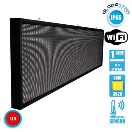 Κυλιόμενη Ψηφιακή Επιγραφή P10 LED -με Wi-Fi -  IP54 - Μονής Όψης - Μ264 x Π9 x Υ72cm - Κόκκινο