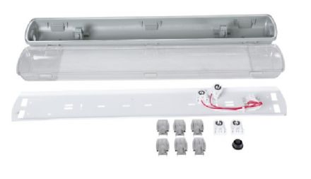 Tri-Proof Πλαστικό PC Σκαφάκι για 2xT8 LED - Τροφοδοσίας Ενός Άκρου - IP65 - 60cm