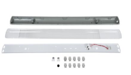 Tri-Proof Πλαστικό PC Σκαφάκι για 2xT8 LED - Τροφοδοσίας Ενός Άκρου -IP65 - 120cm