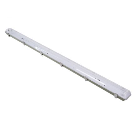 90615 150cm Tri-Proof Πλαστικό PC Σκαφάκι με Μεταλλικά Clips για 2 x Λάμπες T8 Τύπου Φθορίου LED Τροφοδοσίας Ενός Άκρου Αδιάβροχο IP65