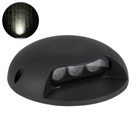 STEP-LUNA Φωτιστικό Σκαλοπατιού - Διαδρόμου LED 3W 345lm 10° DC 24V - IP65 Φ12 x Υ3cm - 4500K - Μαύρο 